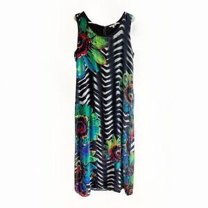 John Mark Dress Women  Large Mixed Print Art To Wear Sleeveless Flowy Artsy Boho